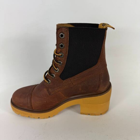 Timberland Silver Blossom Ankle Boot Women's 7.5 Brown Leather Lace-Up A21ZA - Picture 6 of 9